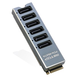 M.2 to SATA Adapter [6-Port], RIITOP M2 NVMe to SATA 3.0 Card with ASM1166 Chipset for SSD/HDD up to 6Gbps