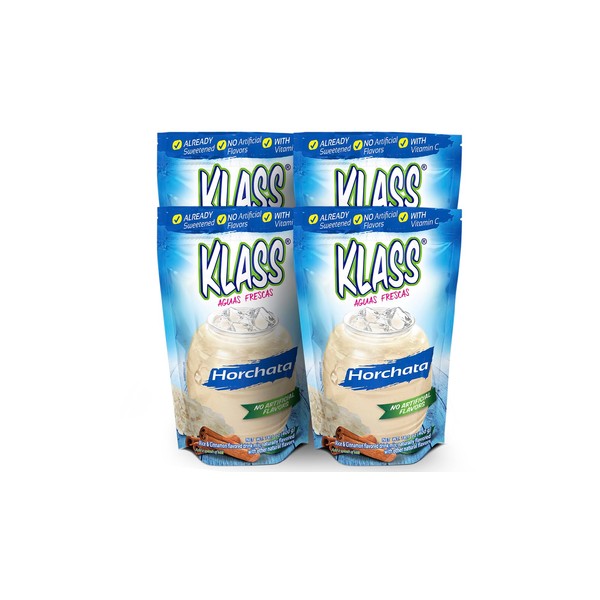 Klass Aguas Frescas Horchata Drink Mix, Flavors From Natural Sources, No Artificial Flavors, With Vitamin C (Makes 7 to 9 Quarts) 14.1 Oz Family Pack (4-Pack)