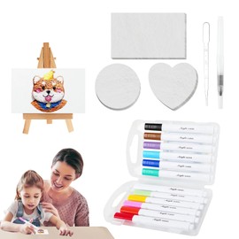 Casbomy Magic Puffy Paint, Creative 3D Drawing Magic Canvas Sponge, Foam Texture Painting Paper, 3D Drawing Canvas Sponge with 12 Colours Pens and Mini Easel (30 Pieces Puffy Paper 11 x 7 cm/6.5 x 6.5
