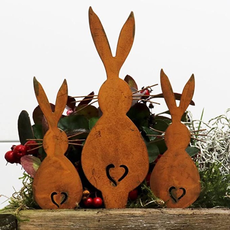 Easter Iron Bunny Adornments Easter Crafts Decorations for Lawn Garden