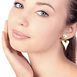 Sonateomber Gold Heart Baroque Smooth Polished Drop Dangle Earrings for Women - Retro Cute Pearl Stud Vintage Preppy Love Heart Valentines Jewelry Gift