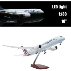 Unbranded 1/130 American Airlines Boeing 787 Plane Mode Toy with Stand & LED Light 18 inch