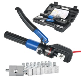 ZUVER 10 Tons Hydraulic Crimping Tool Kit Cable Lug Crimper Battery Terminals Crimping Tool with 9 US Standard Chromed Hexagonal Dies 12 AWG to 00 (2/0), 1/8" for Stainless Steel Wire Rope