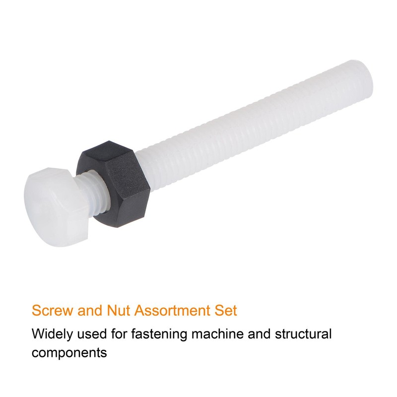 sourcing map Nylon Hex Head Screw and Nut Assortment M6x50mm