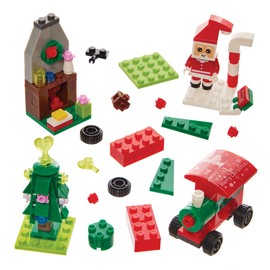 Baker Ross FN350 Christmas Mini Building Blocks - 4 Pack Christmas Bag Fillers for Kids