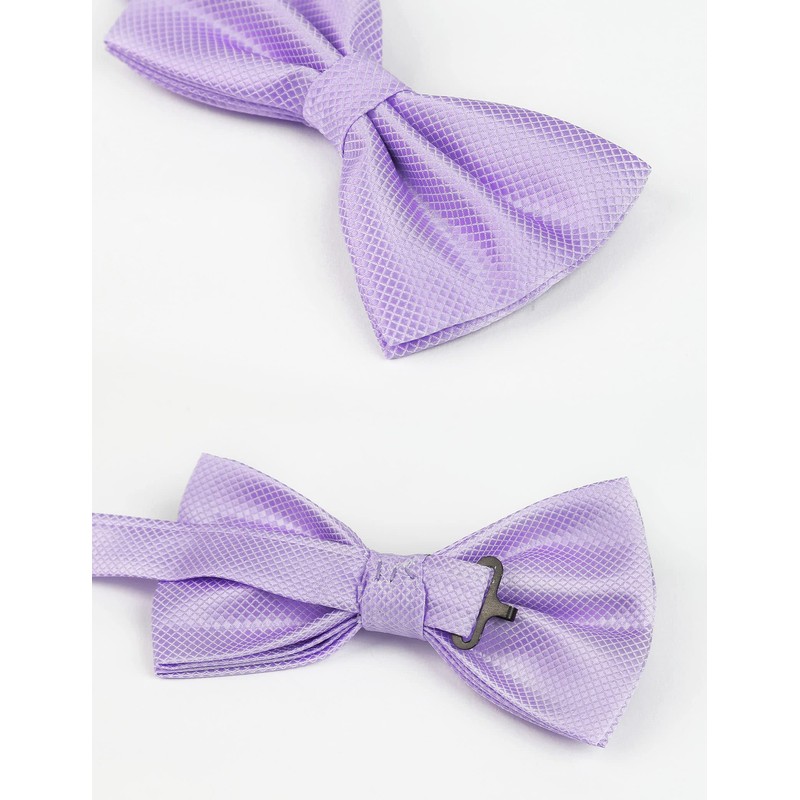 Alizeal Mens Solid Mini Squares Formal Banded Bow Ties (Lilac)