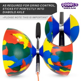 Juggling Dream Super rGlass Fibre Diabolo Control Sticks with String – Choice of Colours, Black