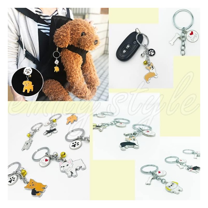 Emilystyle Dog Key Chain with Bell with Bone Charm Bone