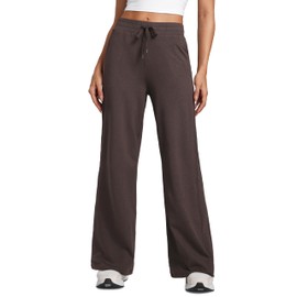 CRZ YOGA Cloud Jersey Wide Leg Sweatpants Women 30" High Waisted Casual Lounge Pajama Travel Pants with Pockets Hot Fudge Brown Medium