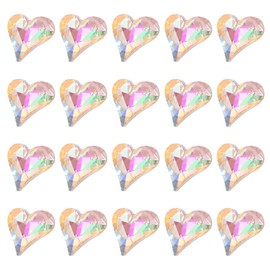 MECCANIXITY 20 Pcs 3D Heart Colorful AB Nail Rhinestones 12x13mm K9 Glass Crystal Rhinestones Pointed Back Crooked Heart Gems for Nail Charm Art DIY Decoration Craft
