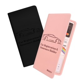 BOKKY 2 Pack PU Car Registration and Insurance Holder Convertible Car Document Holder with Magnetic Shut - Ideal for Documents, Cards, License