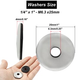 Biaungdo 60 Pcs 1/4" x 1" Neoprene Washers, Stainless Steel Neoprene EPDM Bonded Sealing Washers Rubber Washers Gasket Assortment Kit for Screws(M6.3 x 25mm)