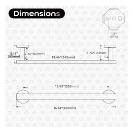 16 Inch Bathroom Towel Bar Bath Towel Rack Kitchen Towel Hol