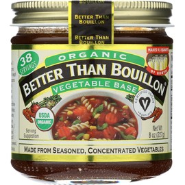 Better Than Bouillon Organic Vegetable Base, Made from Seasoned & Concentrated Vegetables, Organic & Vegan, Makes 9.5 Quarts of Broth, 8 OZ Jar (Pack of 3)