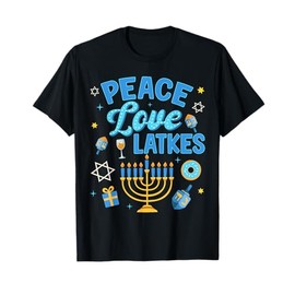 Hanukkah Love Menorah Dreidel Chanukah Jewish Women Kids Men T-Shirt