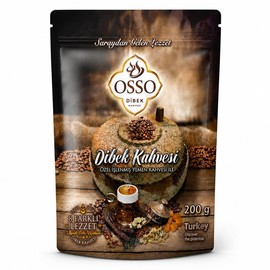 Turkish Dibek Coffee ,Dibek Kahvesi ,Ottoman Style Turkish Dibek Handmade Grounded Coffee ,Eight Flavors Together ,By Osso 7.1 oz (200 gr) Fresh Roasted, Non-GMO Halal قهوة تركية