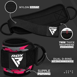 RDX Ankle Straps Strength Training Ring Weight Lifting Machine Fastening Ankle Straps Fitness Training Pull Up Exercises Legs Men Women Home Gym Training