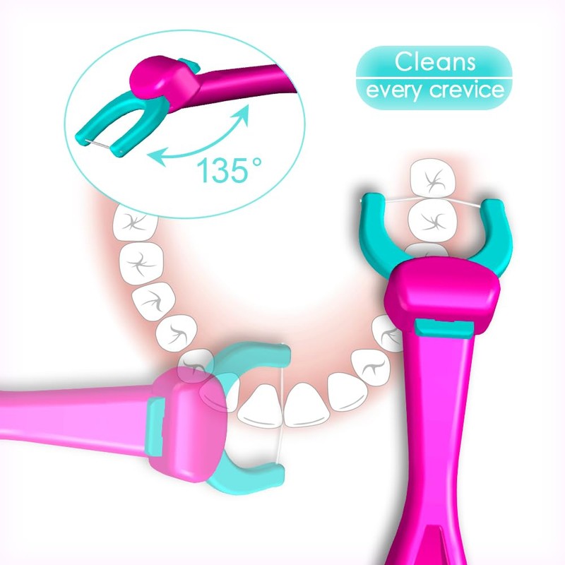 T.Smile Kids Evolutionary Clean Dental Flosser Kit, Child-Sized Handle &