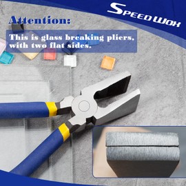 SPEEDWOX Glass Pliers Flat Jaws 8 Inches Glass Breaking Pliers Stained Glass Pliers Glass Breaking Tool Durable Mosaics Breaking Tool Glass Pliers Heavy Duty for Tile Stained Glass Work