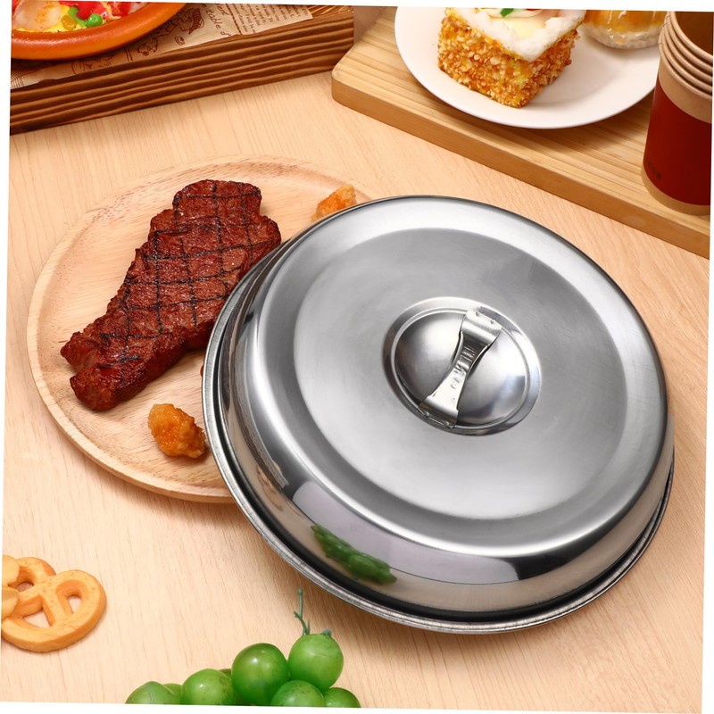 WOONEKY 2Pcs Stainless Steel Food Covers for Steak Oilproof Dish