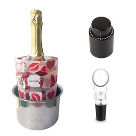 Ice Molds with 2 Wine Accessories: Wine Stoppers, Wine Aerator for Wine/Champagne/Liquor Bottles. Bonus: 4 pcs Sunflower Decor. Wine Chiller Bucket Kit for Your Festivities.