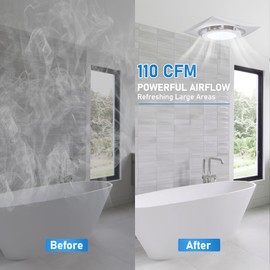 yanliangvich Bathroom Exhaust Fan with Light, 8 Inch Bathroom Ventilation Fan, 110 CFM 1.0 Sones Quiet Exhaust Fan For Home, Exhaust Ventilation Fan Light Combo Ceiling Mount