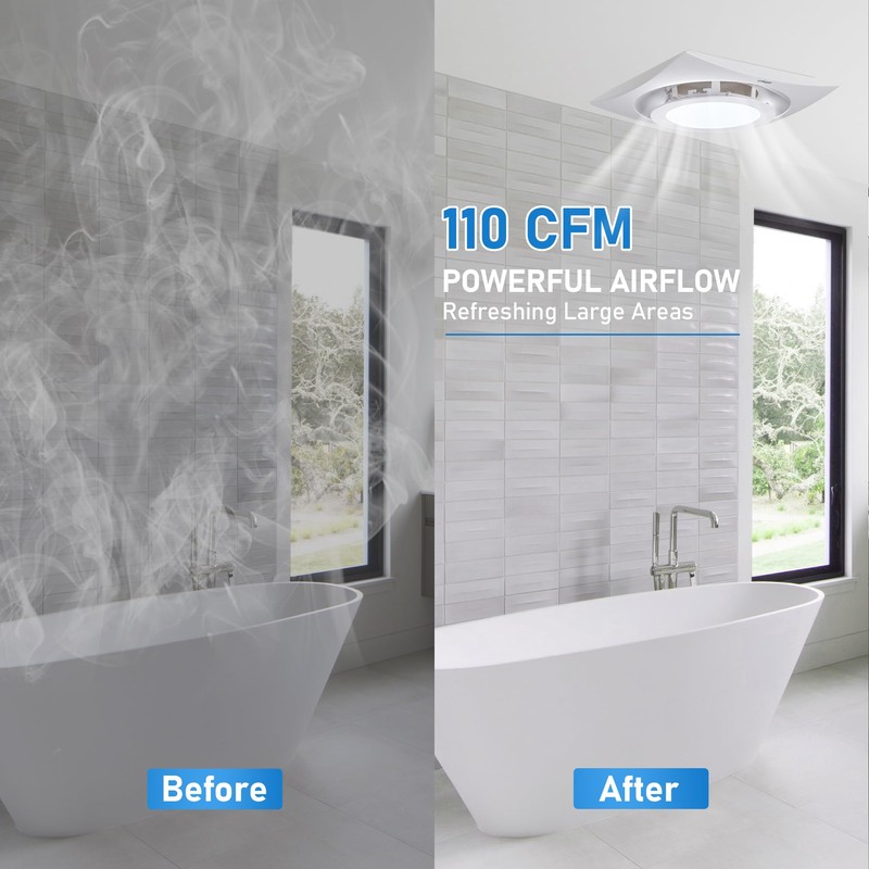 yanliangvich Bathroom Exhaust Fan with Light, 8 Inch Bathroom Ventilation