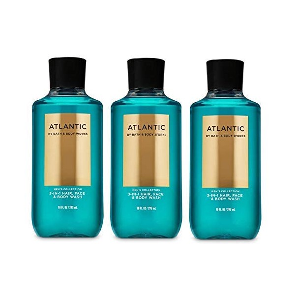 Bath and Body Works For Men ATLANTIC 3-in-1 Hair, Face & Body Wash - Value Pack Full Size