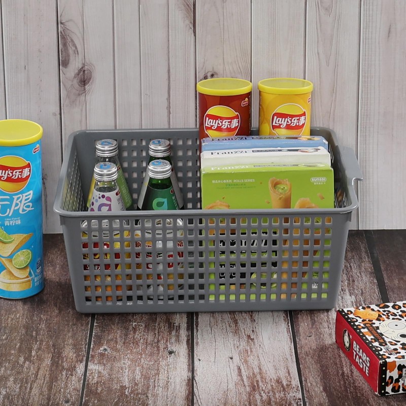 Yuright 3 Packs Plastic Storage Basket for Kitchen Sink, Grey