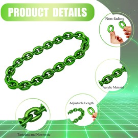 Leashelllinco Green Chunky Plastic Chain Necklace Hip Hop Rapper Big Fake Gold Chain Necklace 36 Inch Non-Fading Thick Punk Style Adjustable Chains for Mens and Womens (Green)