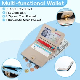 Pomelo Best Women's Small Purse with RFID Protection, Mini Wallet Made of Soft PU Leather, Stylish Design with Print, Lightweight and Practical for Everyday and Travel, Sea Blue, S, Casual