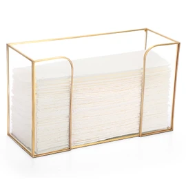 Sumnacon Countertop Bathroom Paper Towel Dispenser Glass Paper Towel Dispenser for Home Bathroom Kitchen Office Toilet Table,Gold Paper Towel Holder for Multifold C Fold Trifold Z Fold