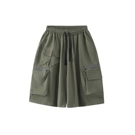 Hewlshawn Pantalones cortos deportivos de cintura alta para mujer, unisex, holgados, estilo cargo, para senderismo, bermudas, ropa de calle, Verde Armada (ArmyGreen), L