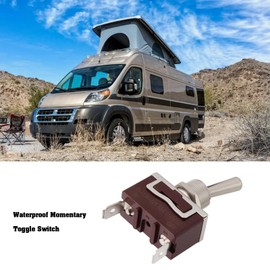 YINETTECH 1 Set SPST Waterproof Momentary Toggle Switch (ON)-Off-(ON) 12V 30A with ON/OFF Mounting Plate 2 Pin Wired
