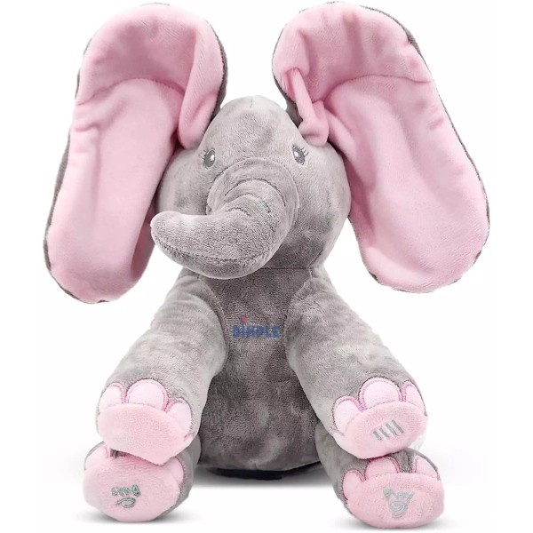 Peek a Boo Elephant Toy, Interactive Singing Stuffed Elephant Plush