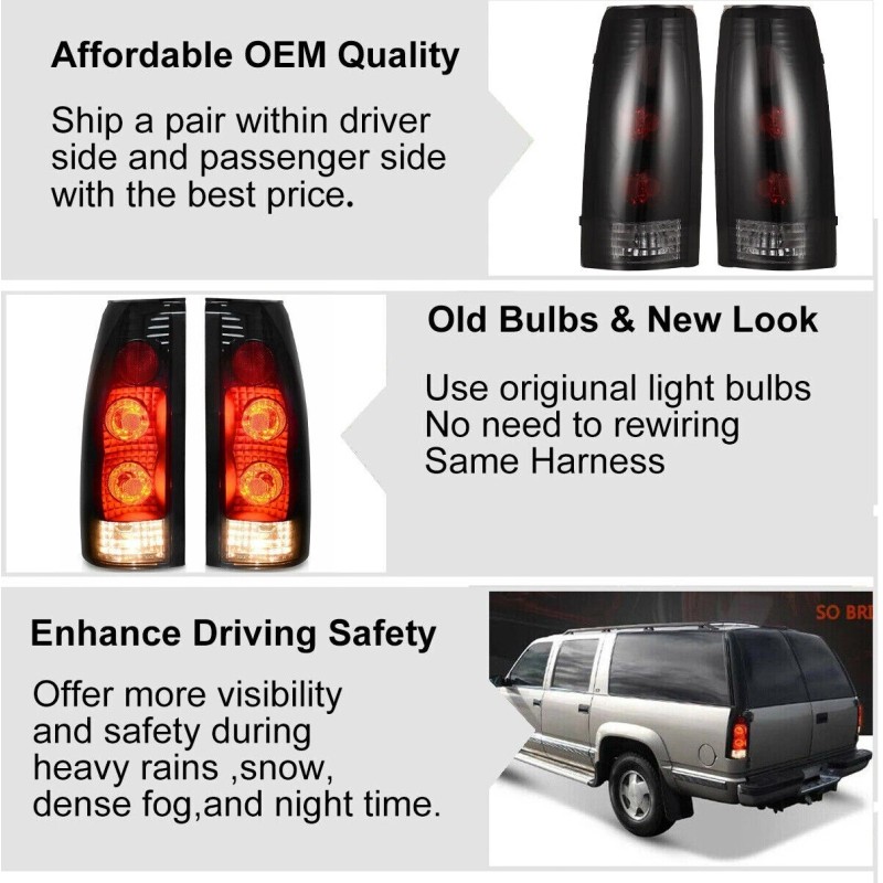 LIANGREN Tail Lights for 1988-1998 Chevy GMC C/K 1500 2500