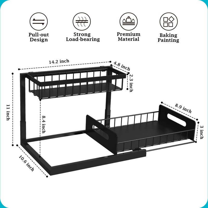 REALINN Under Sink Organizer, Pull Out Cabinet Organizer Slide Out