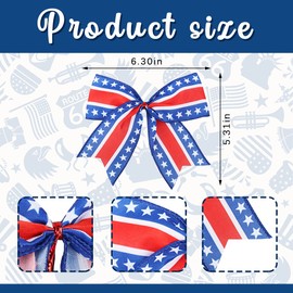 Hying 10PCS Patriotic 4th of July Bows for Wreath, Patriotic Wreath Bows for 4th of July Décor, Stars Red Blue Patriotic Bows for Front Door Indoor Outdoor Tree Topper Decoration Supplies Ornament