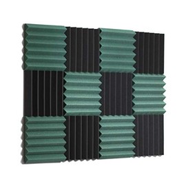 2x12x12 (12 Pk) DARK GREEN/CHARCOAL Black Acoustic Wedge Panels Soundproofing Studio Foam Tiles