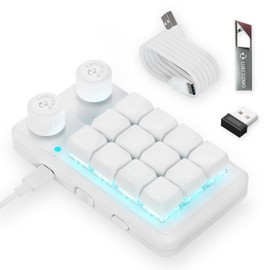 LUKCOZMO Macro Pad Teclado Macro Programable Teclado Mini Teclado Mecánico Personalizado de 12 Teclas Mini Teclado Mecánico para Juego Teclado de una Mano, BT RGB OSU, Micro Teclado, Perilla Macropad