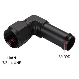 Podavelle 10AN Female to 3/4 Barb 90 Degree Hose Fitting Adapter Swivel Aluminum Black 2PCS