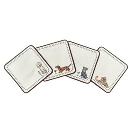 Genérico Set de 4 Portavasos de Tela Bordados a Mano, Diseño de Perritos | Adornos de Cocina y Decoración de Mesa Hogar, Portavasos Originales para Re
