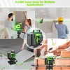 16 Line Laser Level 360 Self Leveling, 4x360°Professional 4D Green