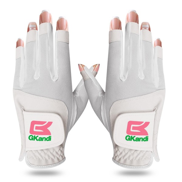 Golf Gloves for Women Both Hands Natural Lambskin and Microfiber