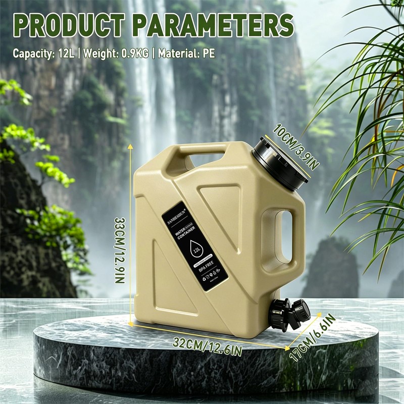 3.2 Gallon Water Jug,12L Portable Water Container with Spigot, Cleaning