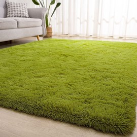Kelarea Super Soft Shaggy Rug Fluffy Bedroom Carpets, 5x8 Feet Grass Green, M...