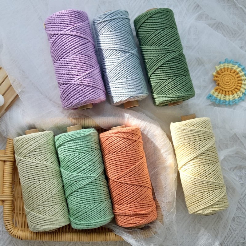 Uiopa Macrame Cord 2mm x 200m, 3-Strand Twisted Natural Cotton