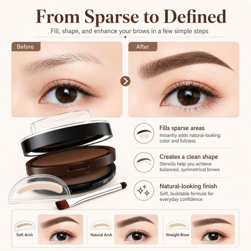 Sello para Cejas a Prueba de Agua,Kit Dos (3Pcs)