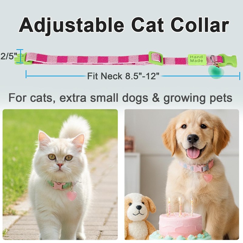 Soft Elastic Cat Collar Cute Breakaway Kitten Collar with Love