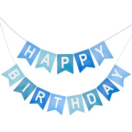 Blue Happy Birthday Banner Theme Birthday Party Supplies Garland Decorations Nursery Hanging Decor 13pcs